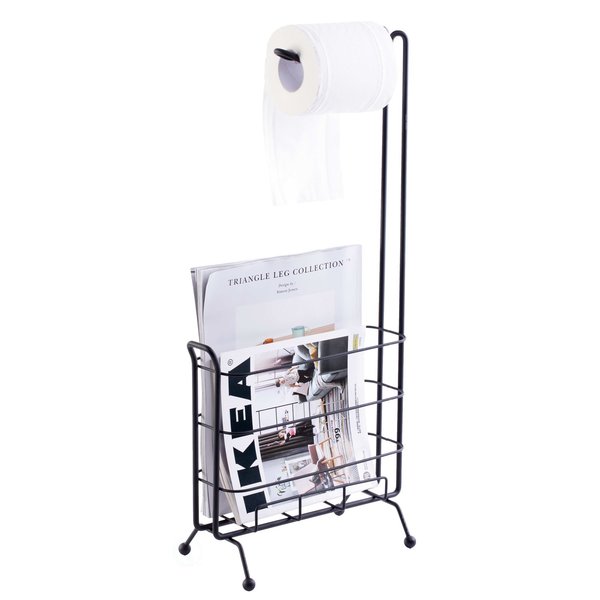 Basicwise Metal Toilet Paper Holder with Magazine Rack QI003489